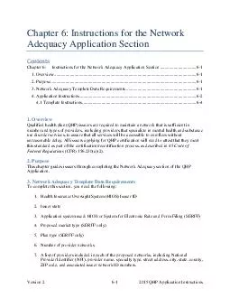 Chapter  Instructions for the Network Adequacy Application Section Chapter  Instructions