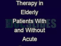 ORIGINAL CONTRIBUTION Adherence With Statin Therapy in Elderly Patients With and Without
