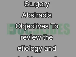 SOGC CLINICAL PRACTICE GUIDELINE Adhesion Prevention in Gynaecological Surgery Abstracts