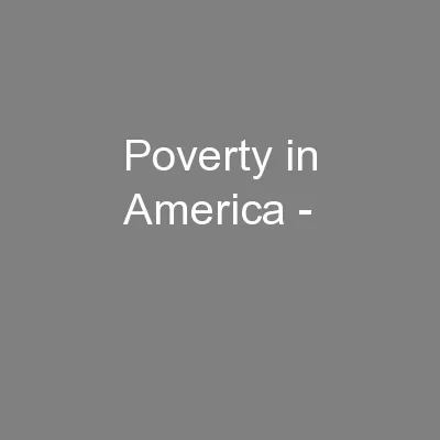 Poverty in America -
