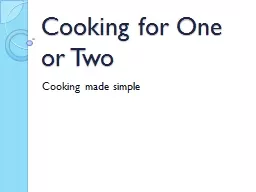Cooking for One or Two