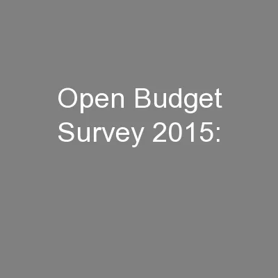 Open Budget Survey 2015: