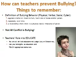 Definition of Bullying Behavior (Physical, Verbal, Social,