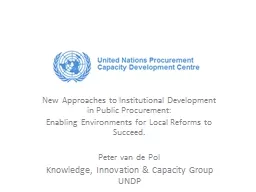 New Approaches to Institutional Development in Public Procu