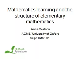 Mathematics learning and the structure of elementary mathem