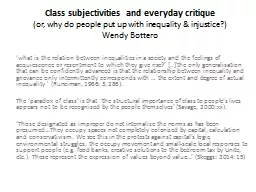 Class subjectivities