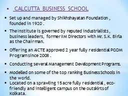 CALCUTTA BUSINESS SCHOOL
