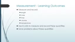 Measurement - Learning Outcomes