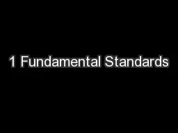 1 Fundamental Standards