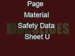 Page  Material Safety Data Sheet U
