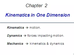 Kinematics in One Dimension