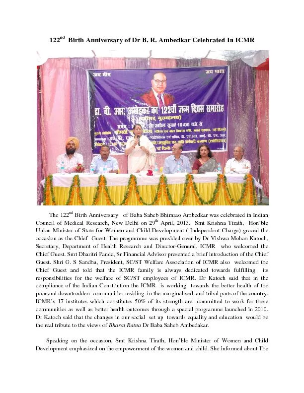 122nd  Birth Anniversary of Dr B. R. Ambedkar Celebrated In ICMR