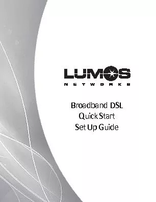 Broadband DSL Quick StartSet Up Guide