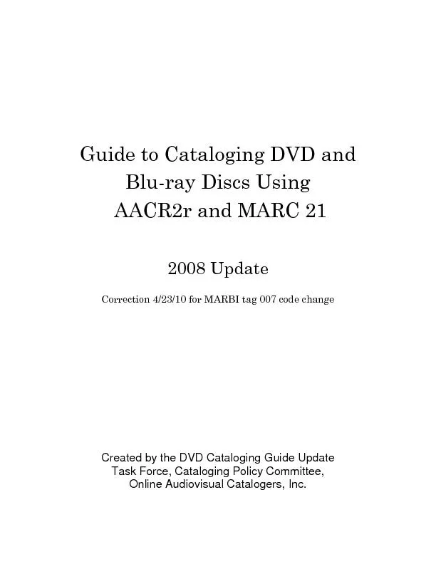 Guide to Cataloging DVD and