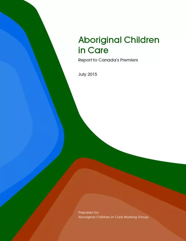 Aboriginal Children in Care Working Group: Report to Canada’s