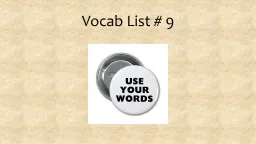 Vocab List # 9