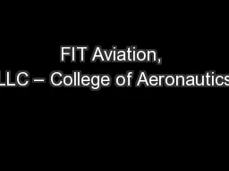 FIT Aviation, LLC – College of Aeronautics