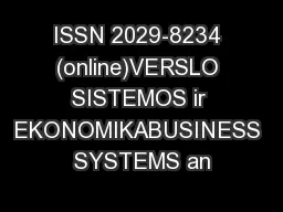ISSN 2029-8234 (online)VERSLO SISTEMOS ir EKONOMIKABUSINESS SYSTEMS an