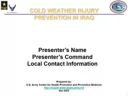 COLD WEATHER INJURY PREVENTION IN IRAQ
