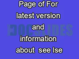 Page of For latest version and information about  see lse