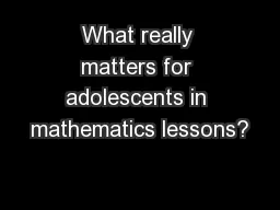 What really matters for adolescents in mathematics lessons?