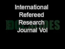International Refereed Research Journal Vol