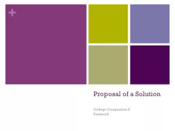 Proposal of a Solution