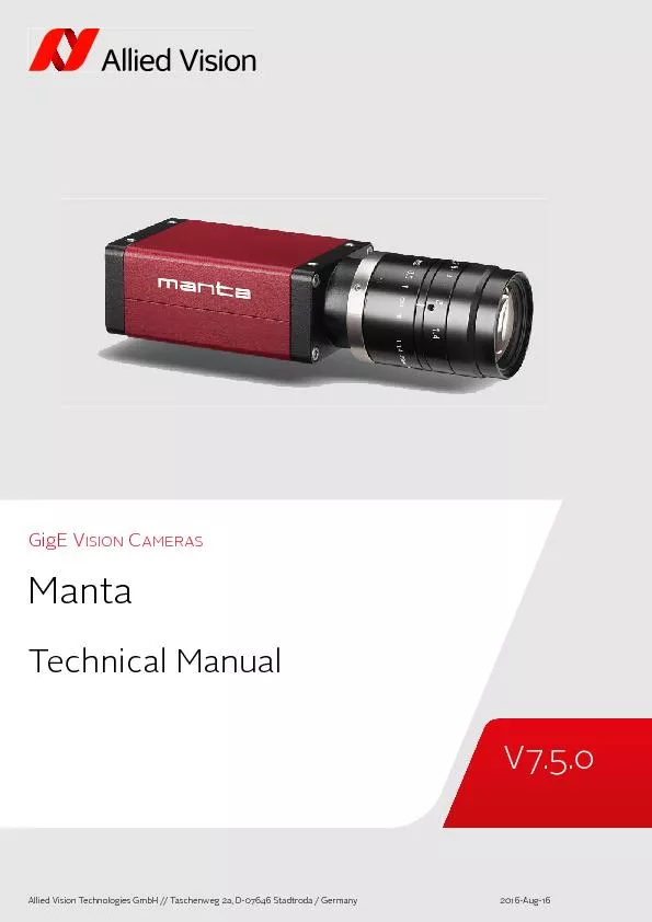 SpecificationsManta Technical Manual V7.5.0
