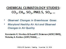 CHEMICAL CLIMATOLOGY STUDIES