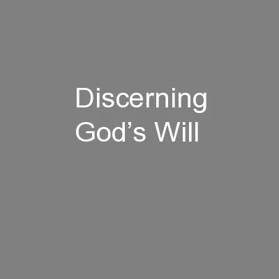 Discerning God’s Will