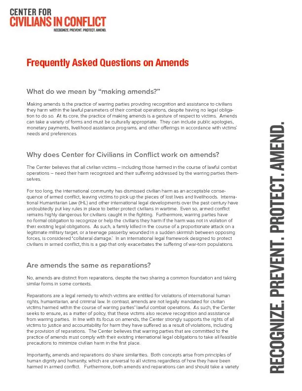 Frequently Asked Questions on Amends