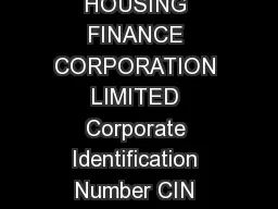 DEWAN HOUSING FINANCE CORPORATION LIMITED Corporate Identification Number CIN LMHPLC Regd