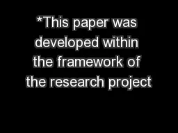 *This paper was developed within the framework of the research project