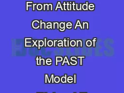 Implicit Ambivalence From Attitude Change An Exploration of the PAST Model Richard E