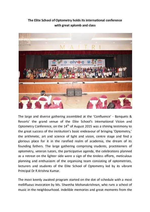 The Elite School of Optometry holds its international conferencewith g