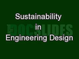 Sustainability in Engineering Design