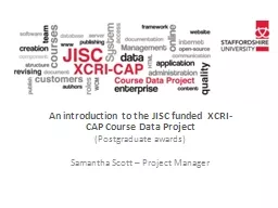 An introduction to the JISC funded XCRI-CAP Course Data Pro