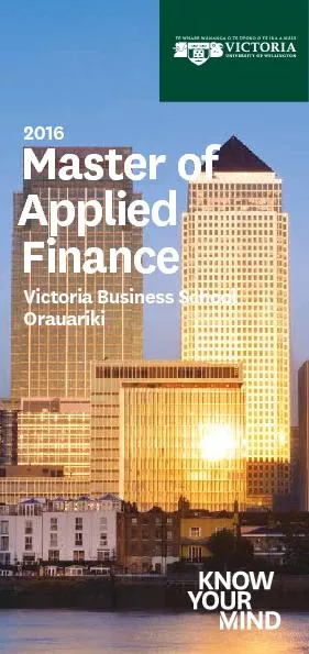 Master of Applied Finance2016Victoria Business SchoolOrauariki
...
