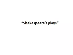 “Shakespeare’s plays”