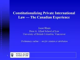 Constitutionalizing Private International Law — The Canad