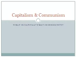 What is capital? What is community?
