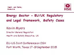 Energy Sector - EU/UK Regulatory and Legal framework, Safet