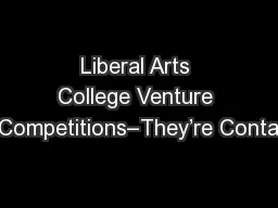 Liberal Arts College Venture Competitions–They’re Conta