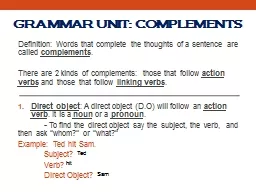 Grammar Unit: Complements