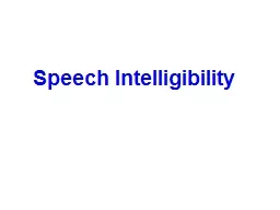 Speech Intelligibility