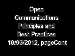 Open Communications Principles and Best Practices 19/03/2012, pageCont