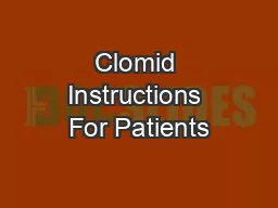 Clomid Instructions For Patients