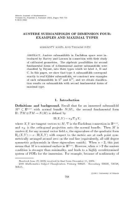 IllinoisJournalofMathematicsVolume54,Number2,Summer2010,Pages708