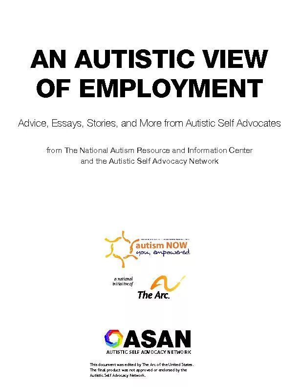 AN AUTISTIC VIEW from The National Autism Resource and Information Cen