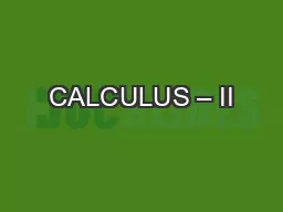 CALCULUS – II
